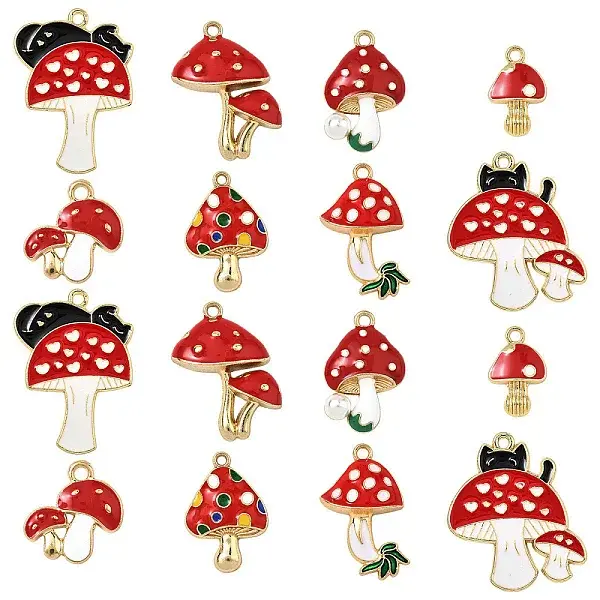 32Pcs 8 Styles Autumn Theme Rack Plating Alloy Enamel Pendants