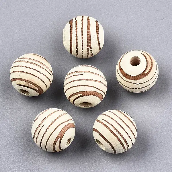 Painted Natural Wood Beads