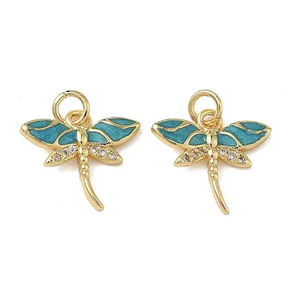 Brass Micro Pave Cubic Zirconia Enamel Pendants