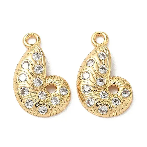 Ocean Brass Micro Pave Clear Cubic Zirconia Charms