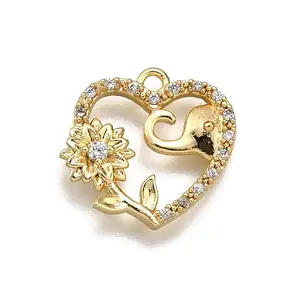 Brass Micro Pave Clear Cubic Zirconia Pendants