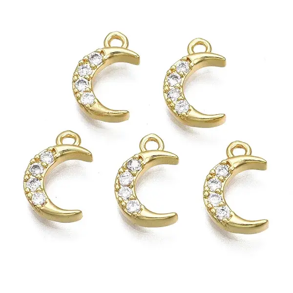 Brass Micro Pave Clear Cubic Zirconia Charms