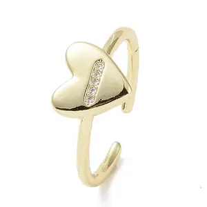 Clear Cubic Zirconia Heart Open Cuff Ring