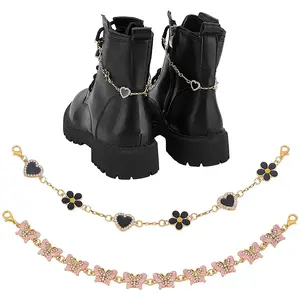 4Pcs 2 Style Alloy Enamel Boot Strap Chains