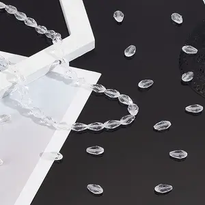 2 Strands Transparent Faceted Glass Beads