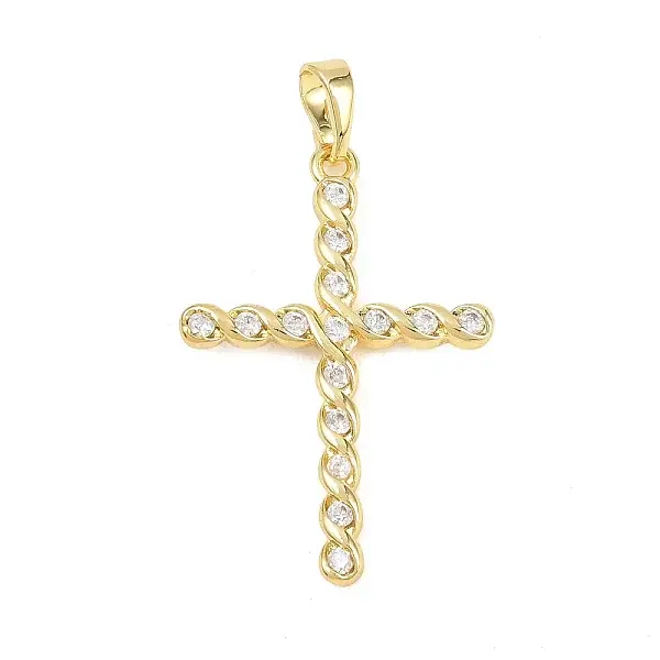 Brass Micro Pave Clear Cubic Zirconia Pendants