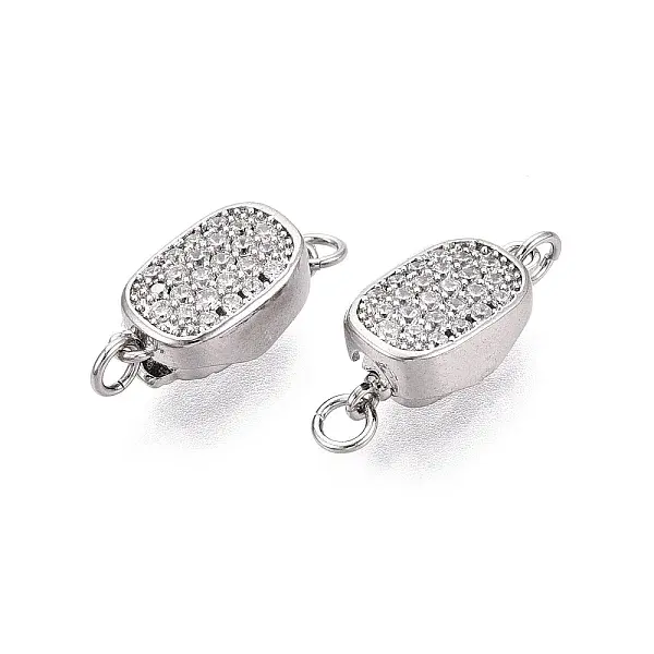 Brass Micro Pave Clear Cubic Zirconia Box Clasps