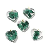 Transparent Resin Natural Malachite Jasper Dyed Chips Pendants