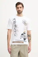 Bavlněné tričko Guess bílá barva, s potiskem, M5GI26 KCH21