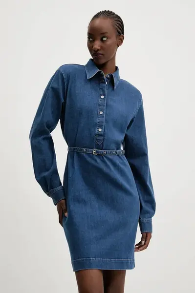 Šaty HUGO modrá barva, mini, 50531140