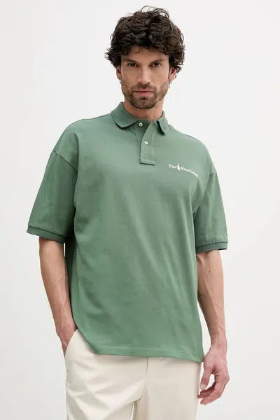 Bavlněné polo tričko Polo Ralph Lauren pánské, zelená barva, 710972615
