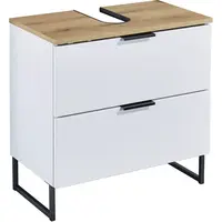 home24 SKŘÍŇKA POD UMYVADLO, bílá, bílá, barvy dubu, 60/60/35 cm