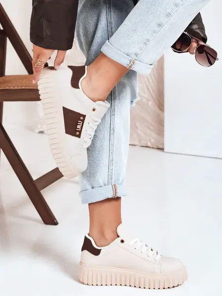 Dámske béžové sneakersy na platforme