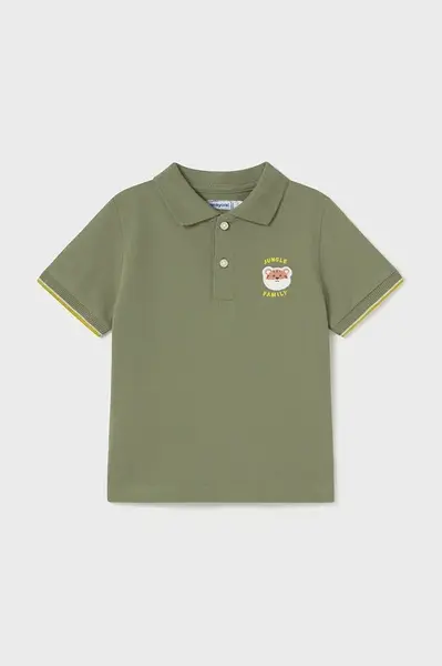 Dětská bavlněná polokošile Mayoral zelená barva, s potiskem, 1108