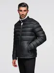 Ombre Men's quilted classic jacket with stand-up collar - black