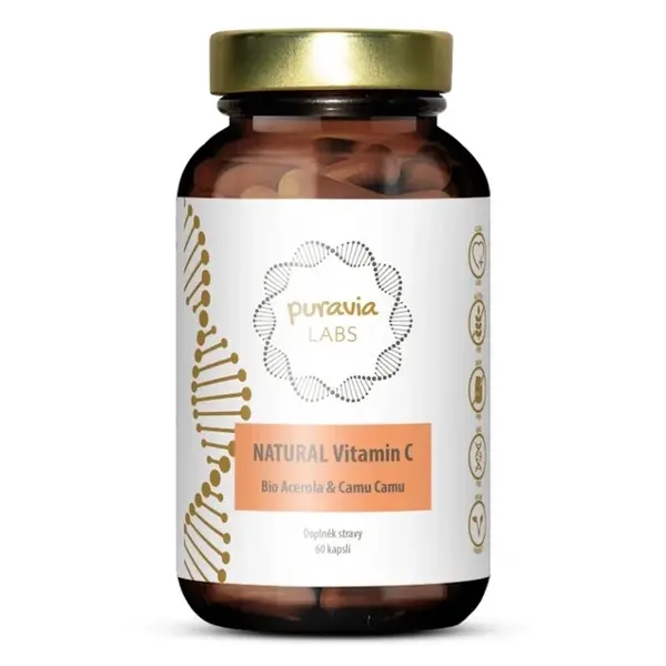 PURAVIA LABS Přírodní vitamin C (bio acerola) s Camu Camu 60 kapslí