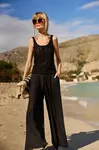 Marisse Viscose Wide-Leg Trousers, Black