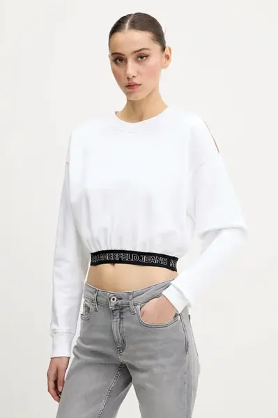 Mikina Karl Lagerfeld Jeans dámská, bílá barva, hladká, A2W20062