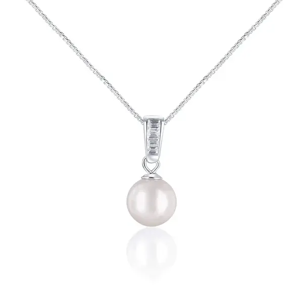 JwL Luxury Pearls Elegantní náhrdelník s mořskou perlou Akoya a krystaly JL0658 (řetízek, přívěsek)