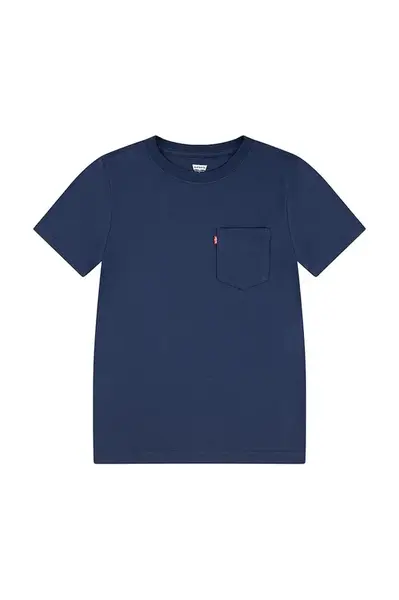 Dětské bavlněné tričko Levi's SUNSET POCKET TEE tmavomodrá barva, 8EM359