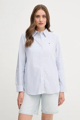 Bavlněná košile Tommy Hilfiger modrá barva, regular, s klasickým límcem, WW0WW46111