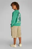 Dětská bavlněná mikina Calvin Klein Jeans zelená barva, s potiskem, IB0IB02462