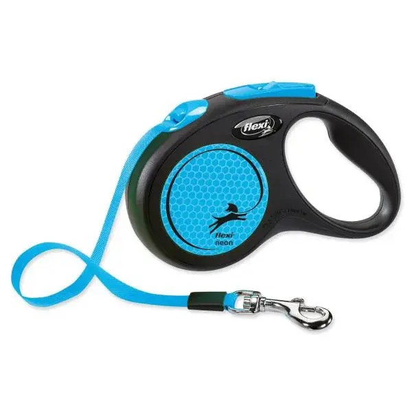 Samonavíjecí vodítko pro psy Flexi New Neon Tape S 5 m modré