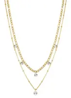 Brosway Pozlacený dvojitý náhrdelník s krystaly Symphonia BYM82