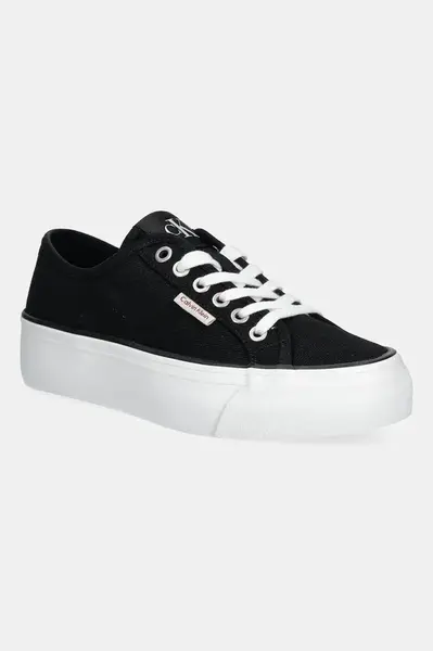 Tenisky Calvin Klein Jeans VULC FLATFORM CTN LOGO TAG černá barva, YW0YW01838