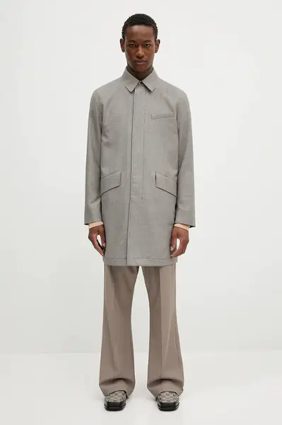 Vlněný kabát Paul Smith pánský, šedá barva, M1R-443Z-P02631