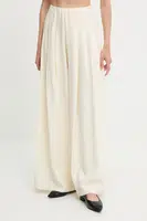 Kalhoty Answear.LAB dámské, béžová barva, široké, high waist