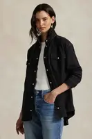 Džínová košile Polo Ralph Lauren dámská, černá barva, relaxed, s klasickým límcem, 211971225