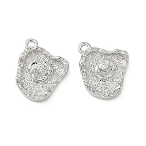Brass Micro Pave Clear Cubic Zirconia Charms