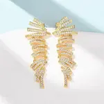 Multi-Layer Brass Micro Pave Clear Cubic Zirconia Dangle Stud Earrings for Women