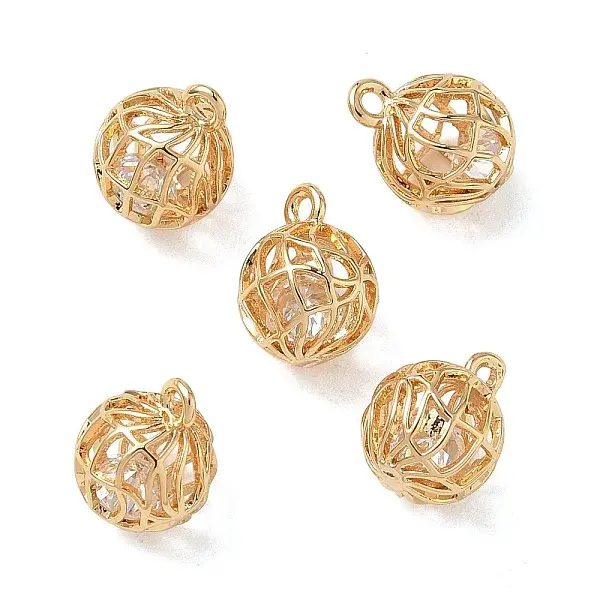 Brass Micro Pave Clear Cubic Zirconia Pendants
