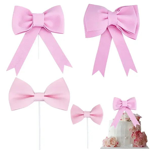 4 Styles Foam Bowknot Cake Insert Card Decoration