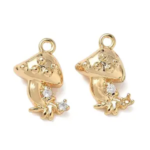 Brass Micro Pave Clear Cubic Zirconia Charms