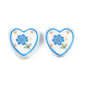 Floral Printed Porcelain Beads