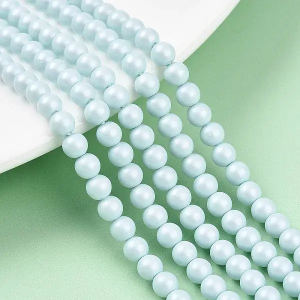 Baking Paint Pearlized Glass Pearl Bead Strands