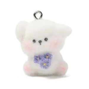 Anmial Theme Flocking Opaque Resin Pendants