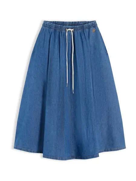 TOMMY HILFIGER Sukňa 'Logo Relaxed Flared Midi'  modrá denim