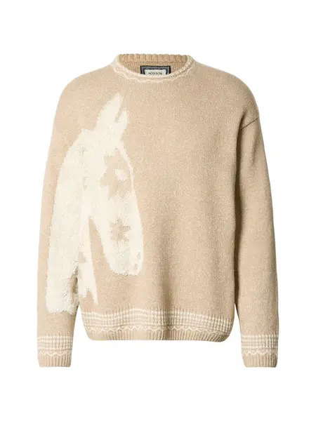 SCOTCH & SODA Sveter  krémová / svetlohnedá