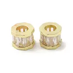 Rack Plating Brass Micro Pave Cubic Zirconia European Beads