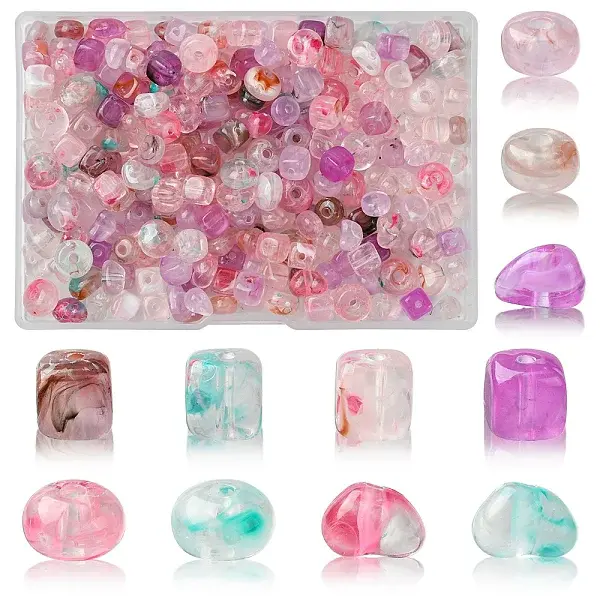 240Pcs 6 Styles Transparent Acrylic Beads Sets