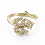 Brass Micro Pave Clear Cubic Zirconia Cuff Rings