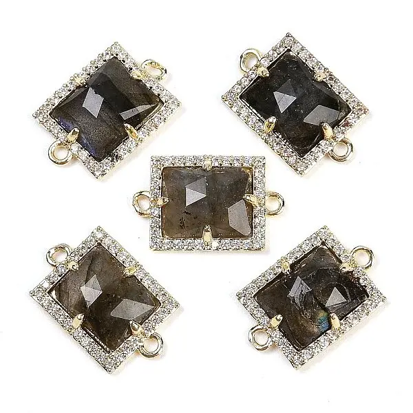 Natural Labradorite Faceted Rectangle Links