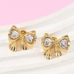 Bowknot 304 Stainless Steel Glass Stud Earrings