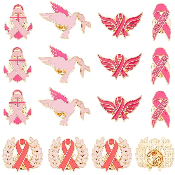 20Pcs 5 Styles Awareness Ribbon Theme Enamel Pins