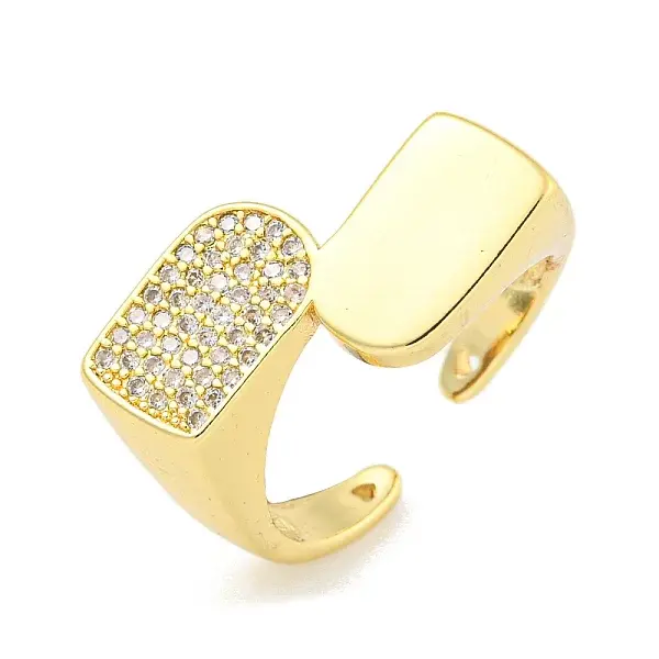 Clear Cubic Zirconia Bypass Arch Open Cuff Ring