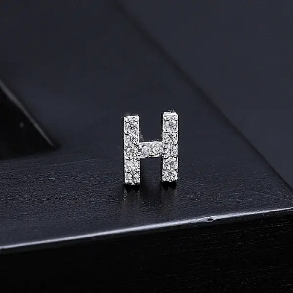 Platinum Brass Micro Pave Cubic Zirconia Stud Earrings